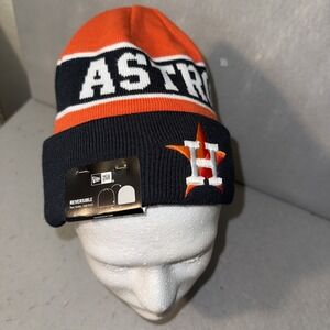 Houston Astros New Era Beanie Toque Adult OS Blue Orange Revers 100% Acrylic MLB